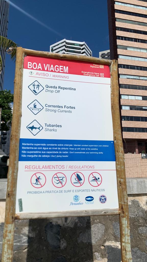Alerta sobre os tubarões na praia de Boa Viagem