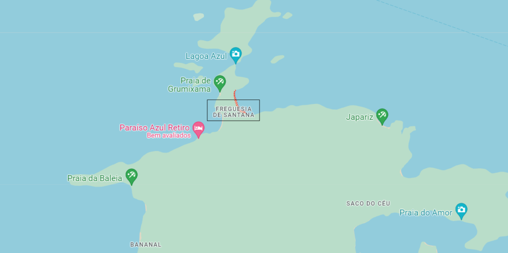 Localização praia de Freguesia de Santana